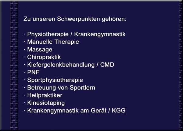 Flyerinnenseite links Physiotherapie im Paracelsus Haus